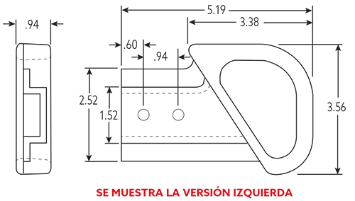 Dimensiones Manija de Rampa